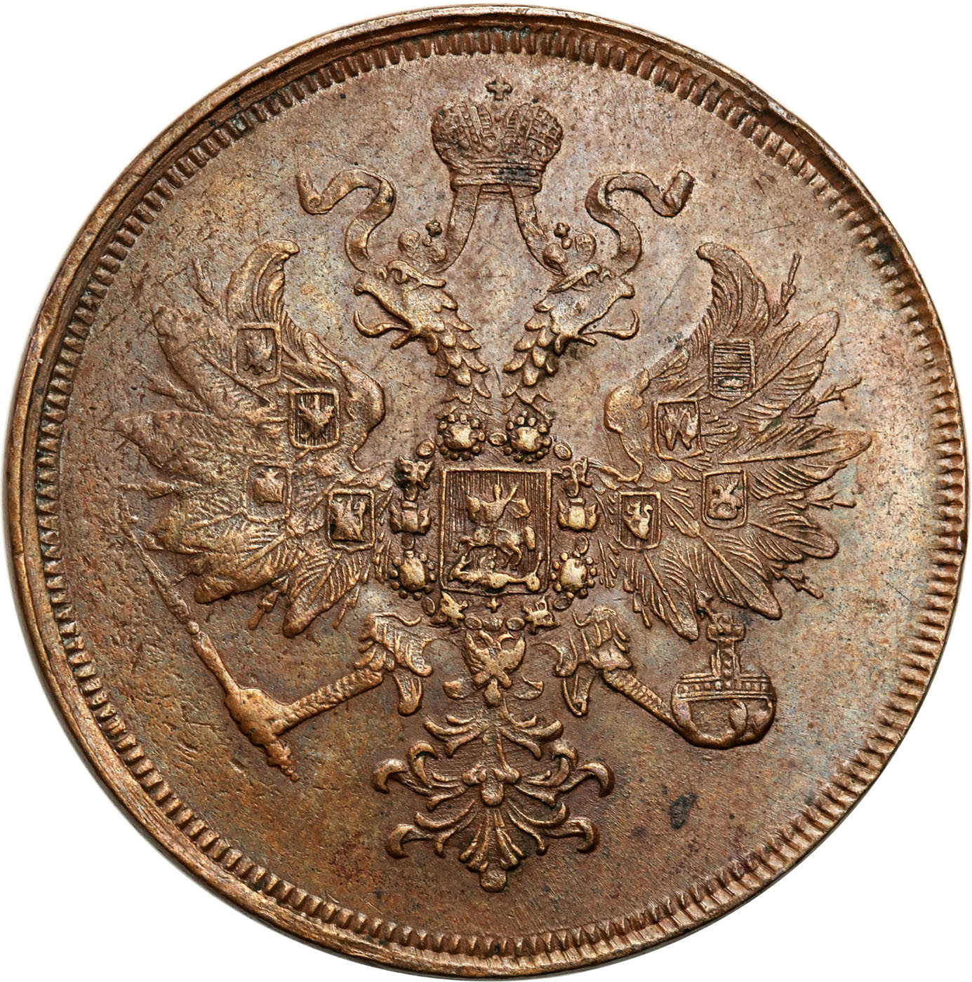 Rosja, Aleksander II. 3 kopiejki 1859 EM, Jekaterynburg
